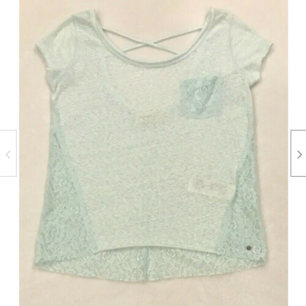 Abercrombie & Fitch Green Sheer Lace Shirt XS EUC